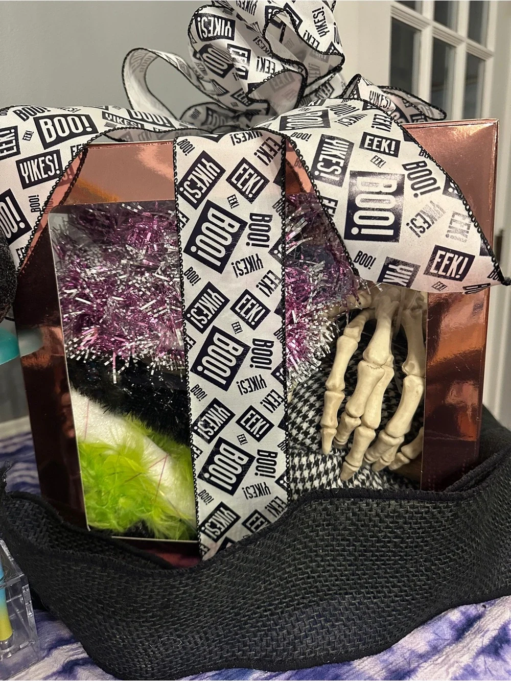 Halloween Mystery Box with Black & White Ribbon - decorations and crafting